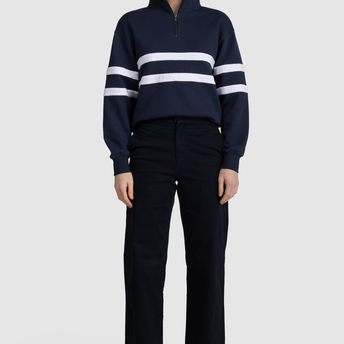 Liz Stripe Quarter Zip Fleece
